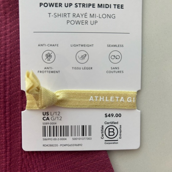 Girls Athleta Power Up Stripe Midi Tee. NWT. Size 12. - Picture 3 of 4